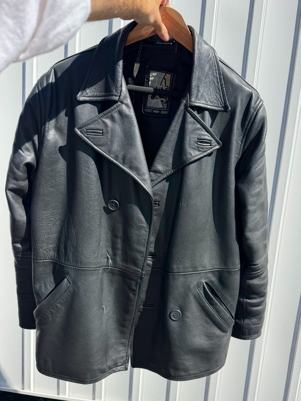 Vintage Heavyweight Genuine Leather Coat/Jacket – Made in Argentina – L/XL